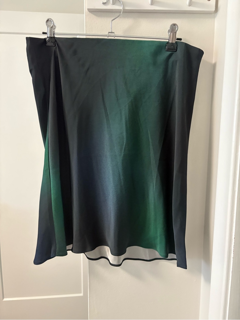 Babaton Black and Emerald Green Satin Skater Skirt